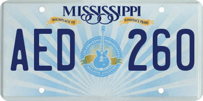 MS license plate AED260