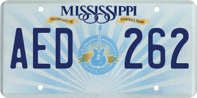 MS license plate AED262