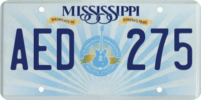 MS license plate AED275