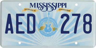 MS license plate AED278