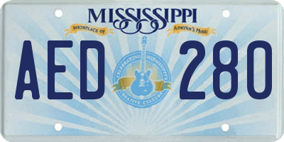 MS license plate AED280