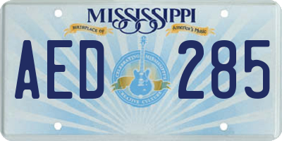 MS license plate AED285