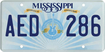 MS license plate AED286