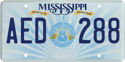 MS license plate AED288