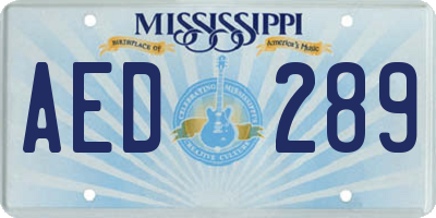 MS license plate AED289