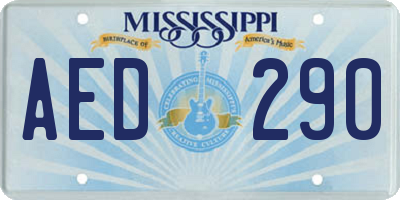 MS license plate AED290