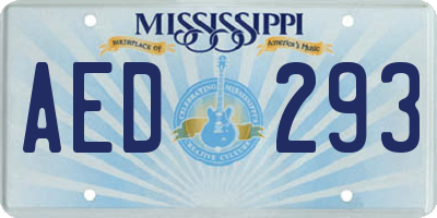 MS license plate AED293