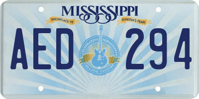 MS license plate AED294