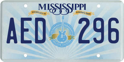 MS license plate AED296