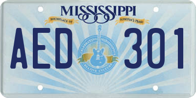 MS license plate AED301