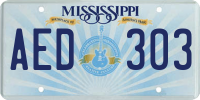 MS license plate AED303