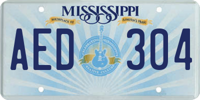 MS license plate AED304