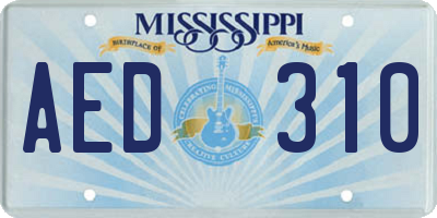 MS license plate AED310