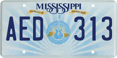 MS license plate AED313