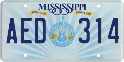 MS license plate AED314