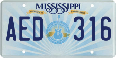 MS license plate AED316