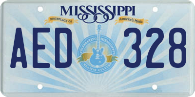 MS license plate AED328