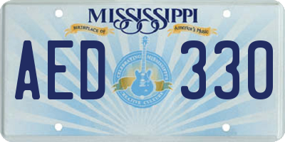 MS license plate AED330