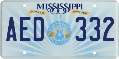 MS license plate AED332