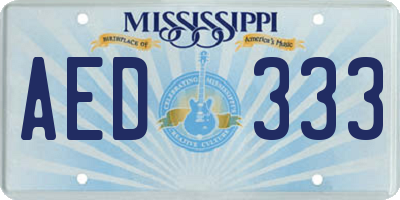 MS license plate AED333