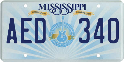 MS license plate AED340