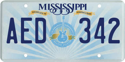 MS license plate AED342