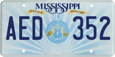MS license plate AED352