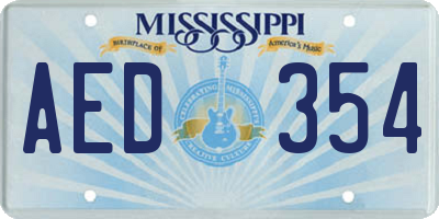 MS license plate AED354