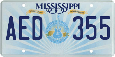 MS license plate AED355