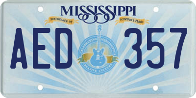 MS license plate AED357