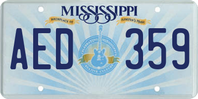 MS license plate AED359