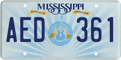 MS license plate AED361