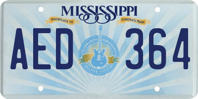 MS license plate AED364