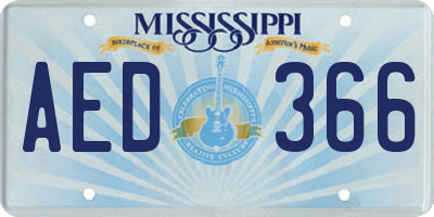 MS license plate AED366
