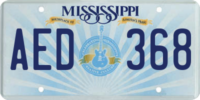 MS license plate AED368