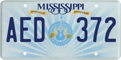 MS license plate AED372