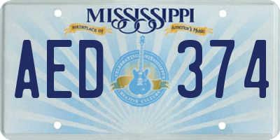 MS license plate AED374