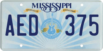 MS license plate AED375