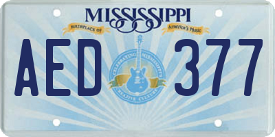 MS license plate AED377