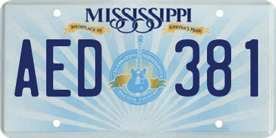 MS license plate AED381