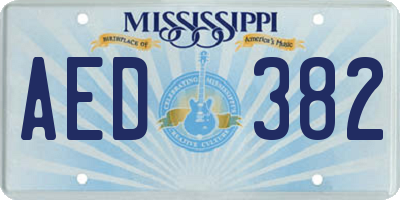 MS license plate AED382