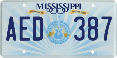 MS license plate AED387