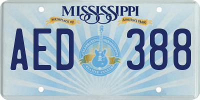 MS license plate AED388