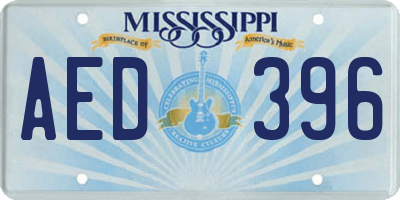 MS license plate AED396