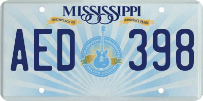 MS license plate AED398