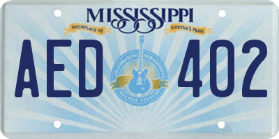 MS license plate AED402