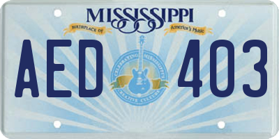 MS license plate AED403