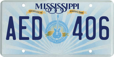 MS license plate AED406