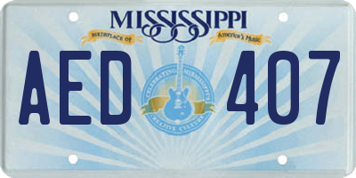 MS license plate AED407