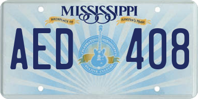 MS license plate AED408